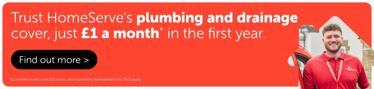 Homeserve banner with £1 per month offer